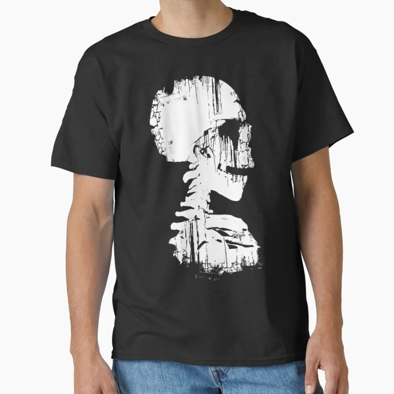

The Reaper swallowing paint horror death gothic skull retro punk pattern scary halloween gift T-shirt for men Large size Tops