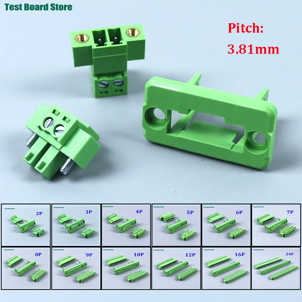 1Set Pitch 3.81mm 2P/3P/4P/5P/6P/7P/8P/9P/10P/12P/16P Pluggable Terminal Block Connector Wall Through Non Welding Plug 15EDGWC