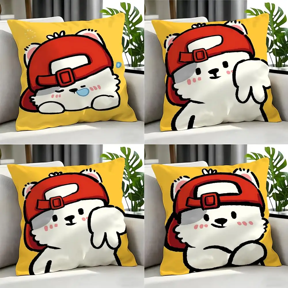 cute cute bear stickers Cushion Cover Cushion Cover Set 4Pcs 50x50 45x45 40x40 Pillowcase Decorative Sofa Home Decor