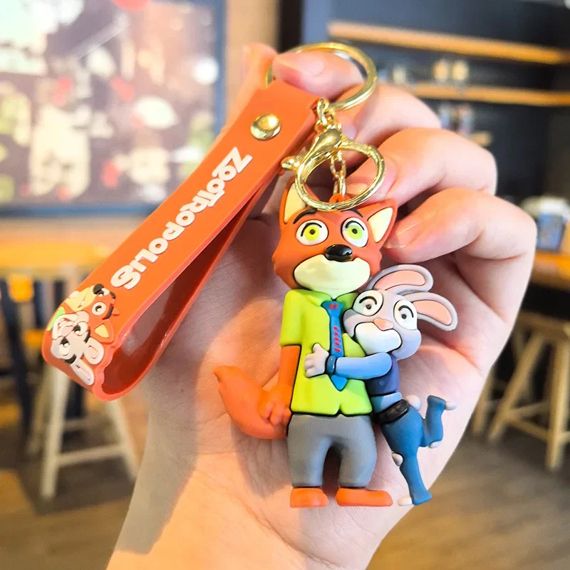 Porte-clés mignon Disney Zootopia en PVC, personnage de dessin animé Judy Nick chef Bogo, sac suspendu pour Couples, décoration, cadeau de Festival