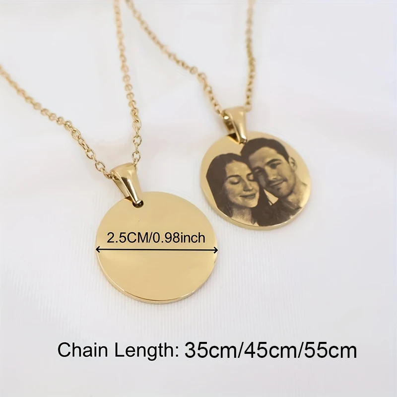 Naszyjnik ze zdjęciem na zamówienie, personalizowany wisiorek ze zdjęciem, spersonalizowana biżuteria ze stali nierdzewnej, prezent na rocznicę dla kobiet