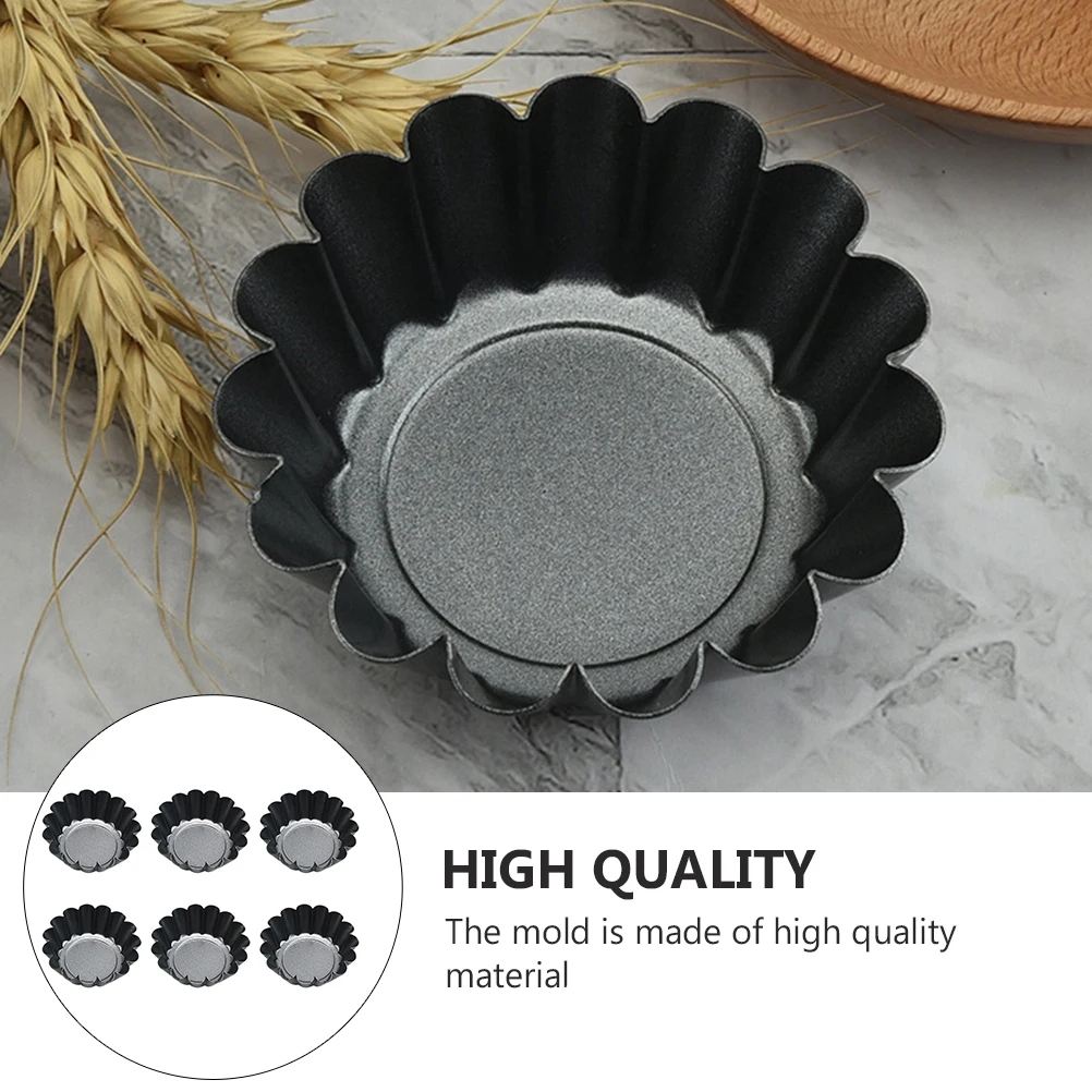 

6 Pcs Baking Mold Set Black Iron Cake Molds Reusable Heat Resistant Tart DIY Tools Easy Clean Demold Party Accessories