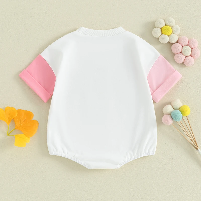 2024-01-17 Lioraitiin Newborn Baby Girl Summer Romper Daddy s Girl Embroidery Romper Short Sleeve Bodysuit Father Gift Clothes