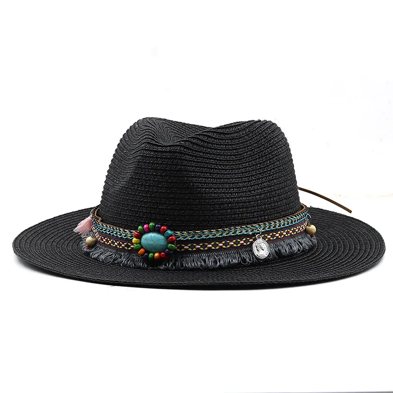 Summer Beach Hat Men and Women Couple Denim Visor Sun Hat Minority Style Denim Straw Hat