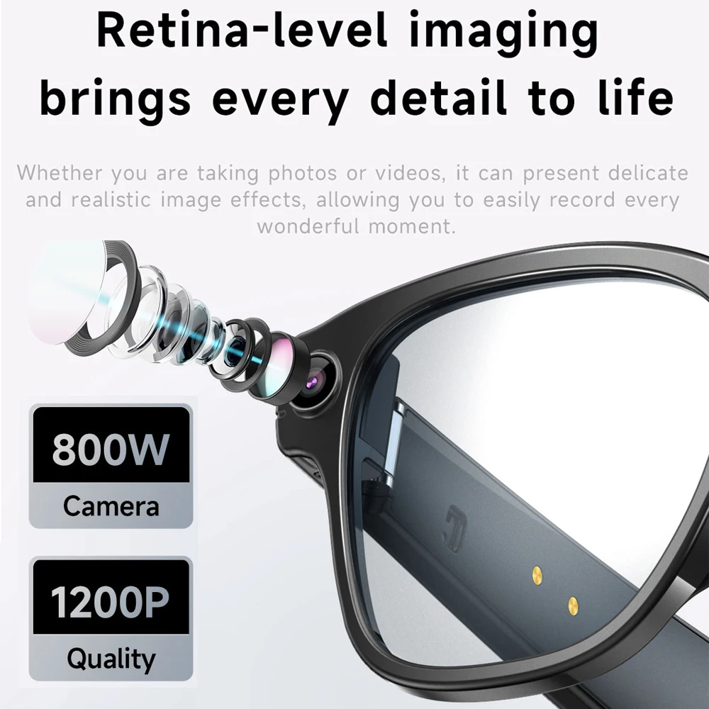 L801 AI Smart Glasses 8MP HD Camera 1080p Video Recording Bluetooth Call Music AI Translation Eyeglasses Photography Glasses