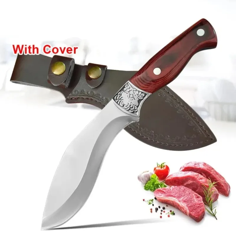 Chef Knife Cleaver Meat Cut Fish Fruit Chopping Vegetables Slicing Kitchen Knife with Cover Butcher Boning Knife Stainless Steel