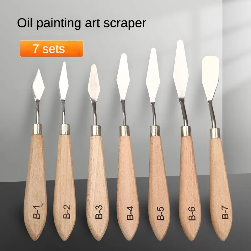 Oil Painting Texture Scraper Pigment Color Knife Art Acrylic Gouache Painting Pigment Scraper Knife 7 Pcs Painting Artist Tools