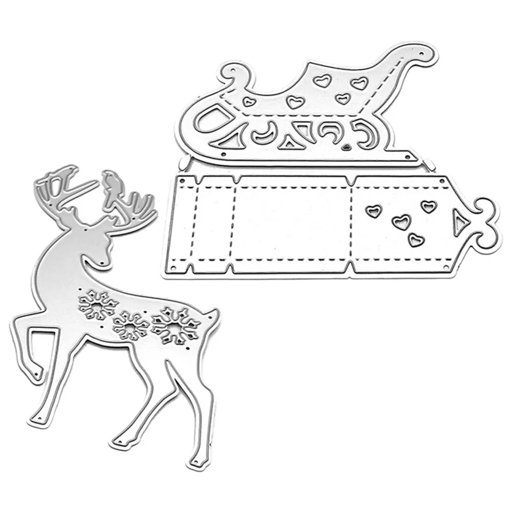 

Carbon Steel Cutting Dies Sled Reindeer Set Scrapbook Craft Template DIY Greeting Card Mold Paper Decorative Metal Die