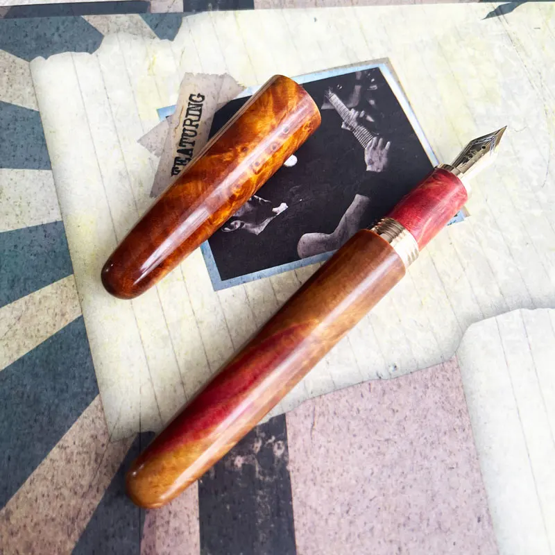 new-jinhao-stabilized-wood-fountain-pen-long-knife-blade-nib-green-brown-handcraft-school-gift-writing-office-large-size