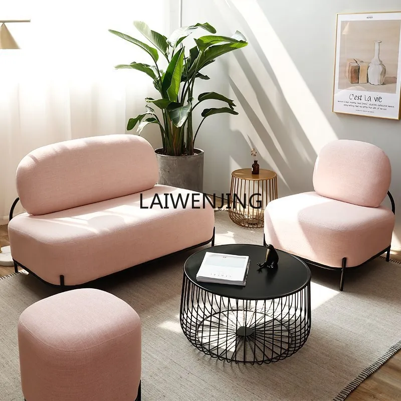 

Nordic sofa combination clothing store rental bedroom apartment fabric creative small sofa