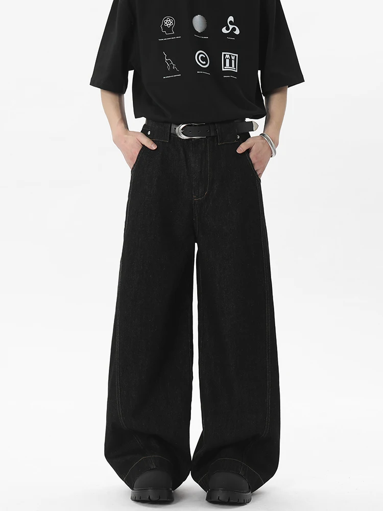 

Американские ретро High Street Bla Jeans Мужские свободные широкие драпированные прямые длинные брюки Весна-лето Повседневная одежда Молодежный тренд