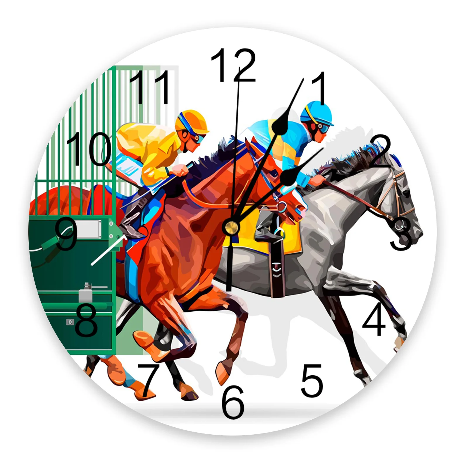 Arena Horse Racing Colorful PVC Wall Clock Modern Design Living Room Decoration Wall Clock Home Decore Wall Digital Clock