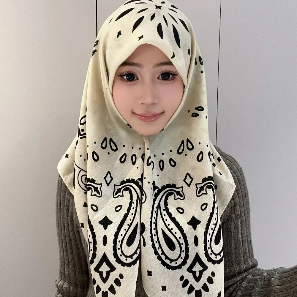 

New Lightweight Breathable Paisley Printed Scarf 90cm Soft Printed Shawls Windproof Vintage Print Square Scarf Woman's Accessory
