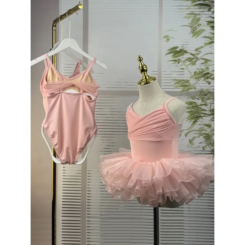 Kid Dance Clothing Girls' Flying Sleeve Practice Leotards Student Stage Performance Clothes Ballet Dance Gymnastics Skating Wear