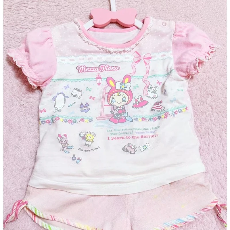 2026 Women Cute Printed Short Sleeve Tees Japanese Sweet Lolita Style Y2k Crop Tops Casual Soft Comfy Outwear Chic T-shirts