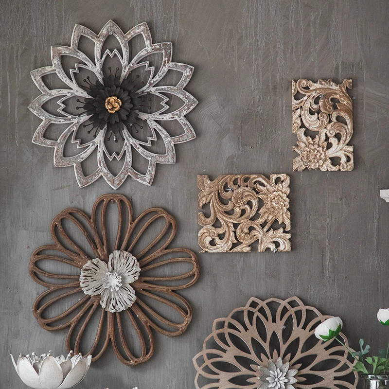

American retro old living room wall creative decoration wall wrought iron decoration wall entrance pendant