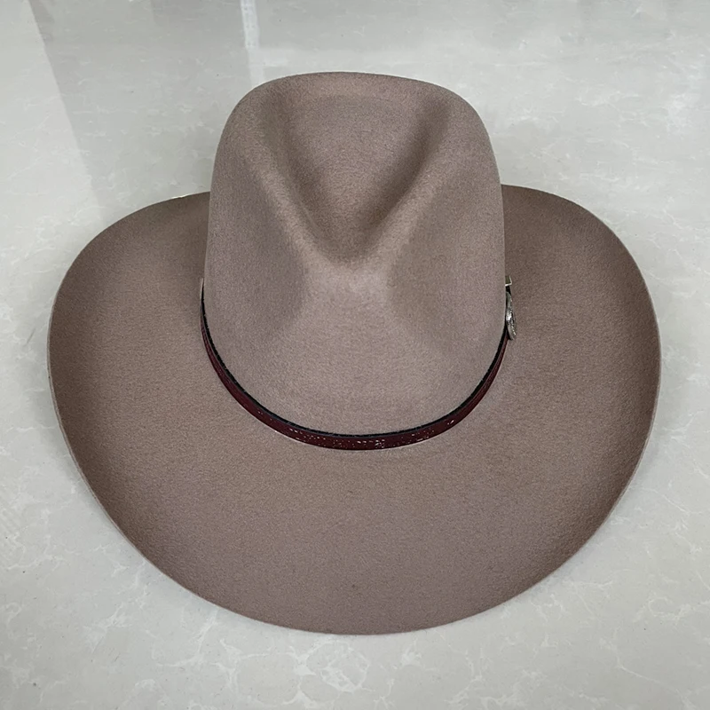 Cowboy Hats for Men Women 100% Wool Felt Western Outback Gambler Hat Crushable Classic Pinch Front Wide Brim Fedora Hat