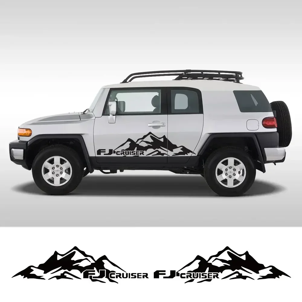

2PCS Car Door Side Stickers Mountain Graphics Cool Styling Vinyl Film Decor Decals For Toyota FJ Cruiser Auto Tuning Accessories