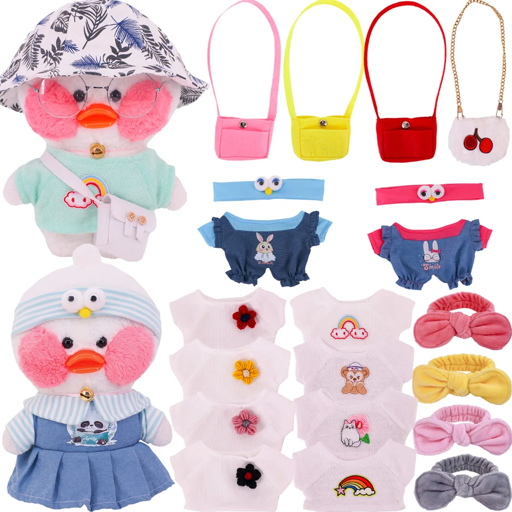 Cute Sweater Doll Clothes For 30 Cm Yellow Duck Glasses Kawaii Animal Decals lalafanfan Duck Accessories Dress Children's Toys