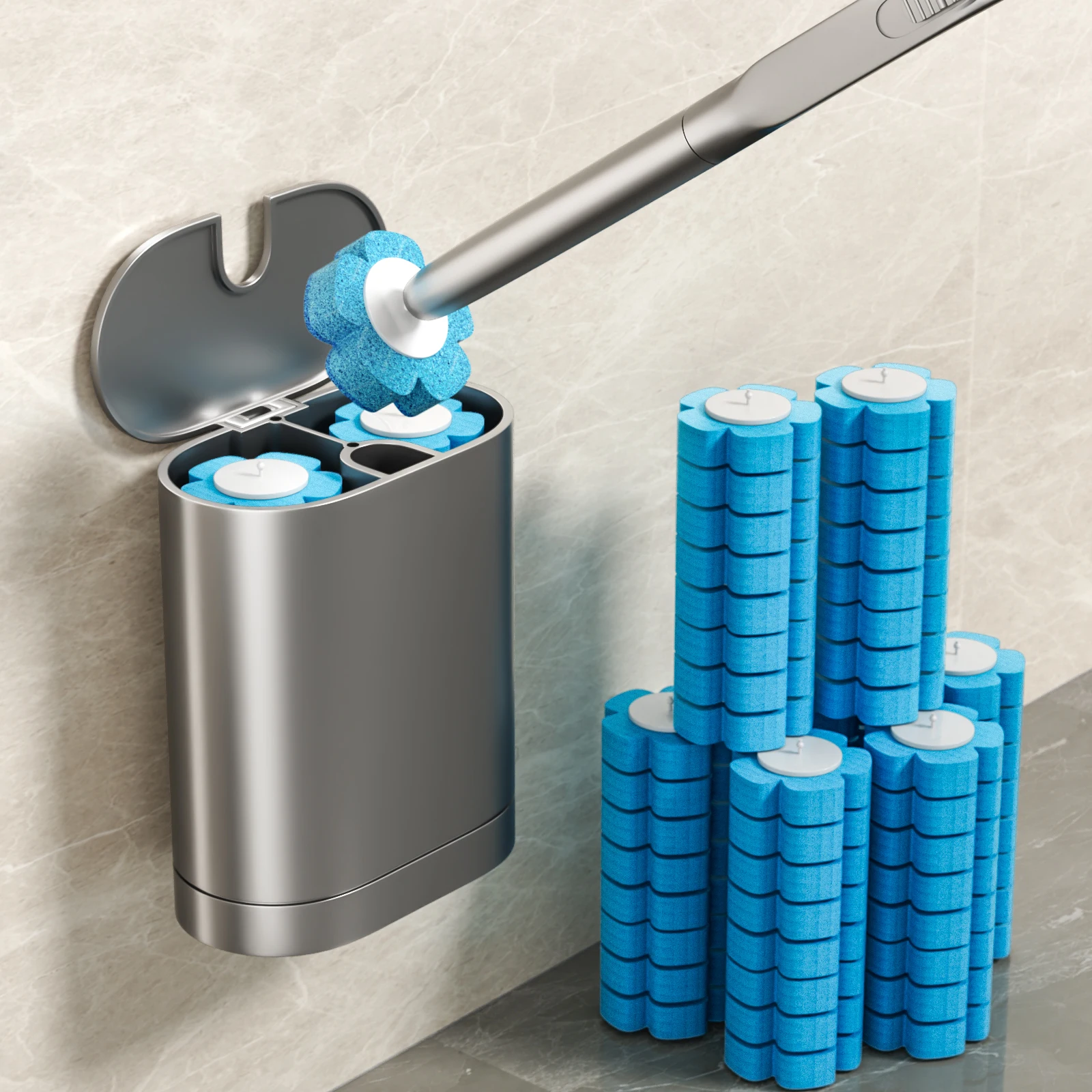 

Одноразовый настенный туалетный ершик для домашнего использования, без мертвых зон, инструмент для чистки унитаза, пластиковый материал