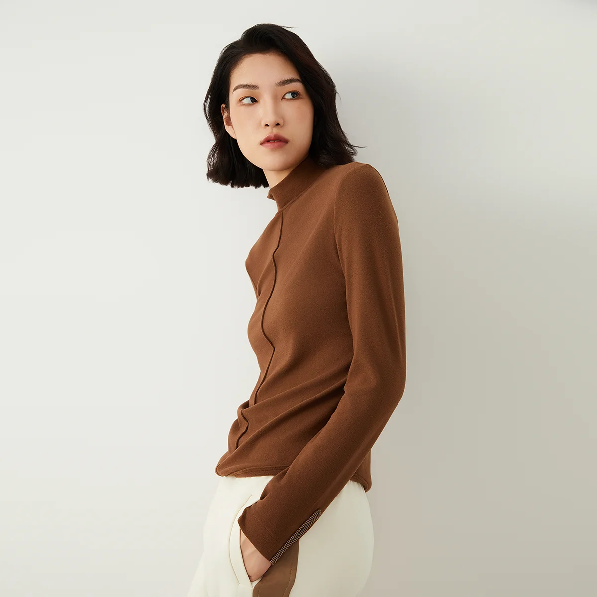 Pop K2579X Half-neck Base Shirt Modal Cotton Long Sleeve T-shirt High Quality Womens Clothing