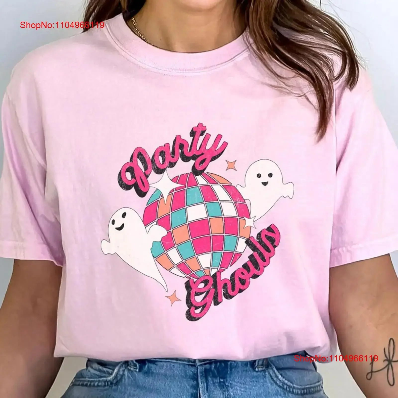 

Comfort colors Party Ghouls T Shirt Trendy Halloween Spooky Season Ghost vintage Washed streetwear Top For Everyday Wear Soft