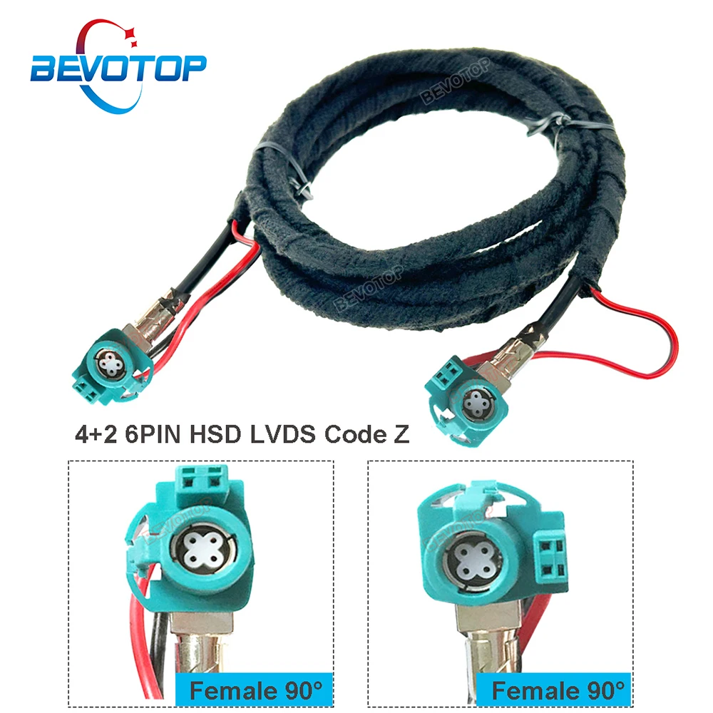 

4+2 6Pin HSD Cable Z Type Female to Female Right Angle 90° Jack High Speed DataTransmission LVDS Cable Car Wire Harness