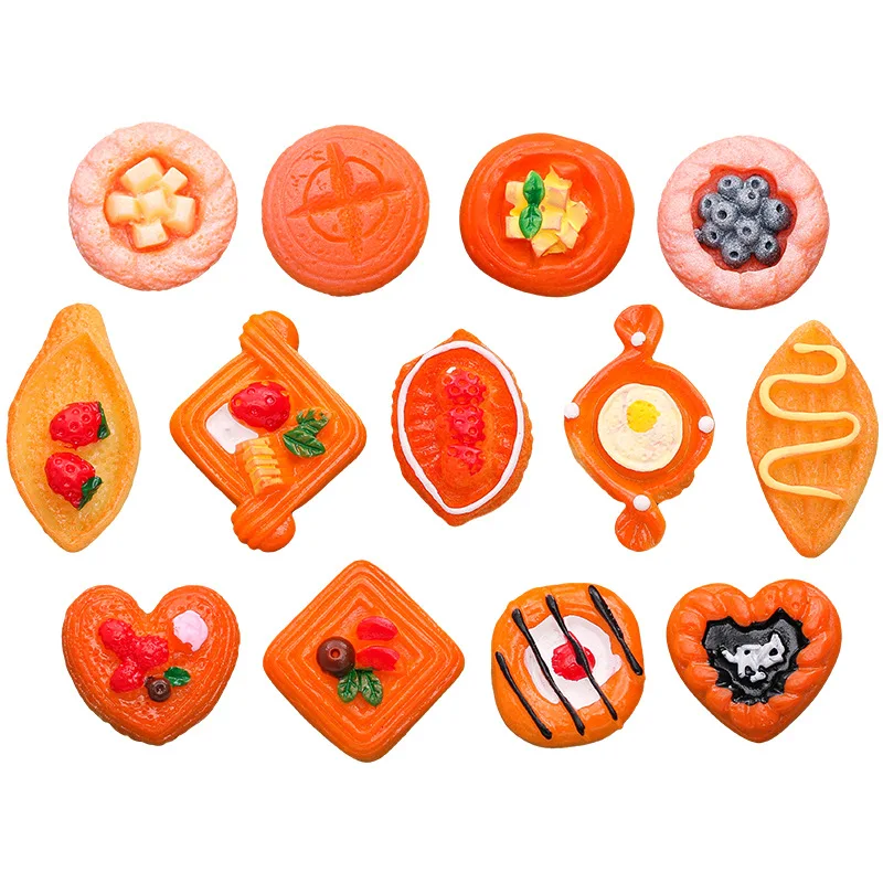 20Pcs Imitation Resin Bread Sushi Cookies DIY Craft Toy Flackback Cabochons Handmade Making Accessories