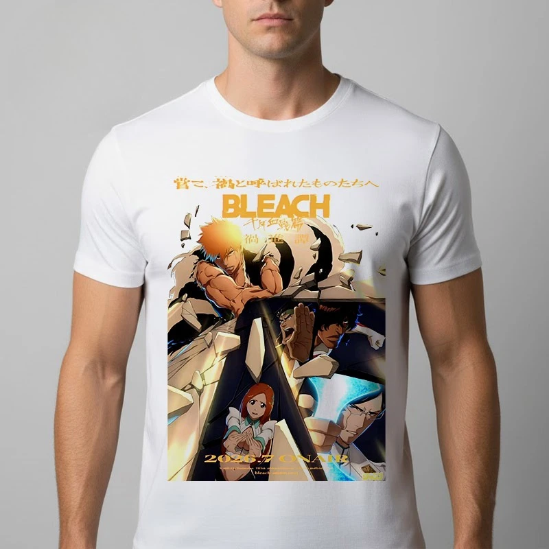 Bleach Anime T‑Shirt Thousand‑Year Blood War Kurosaki Ichigo Poster Print Unisex Men Women Casual Oversized Short Sleeve Tee