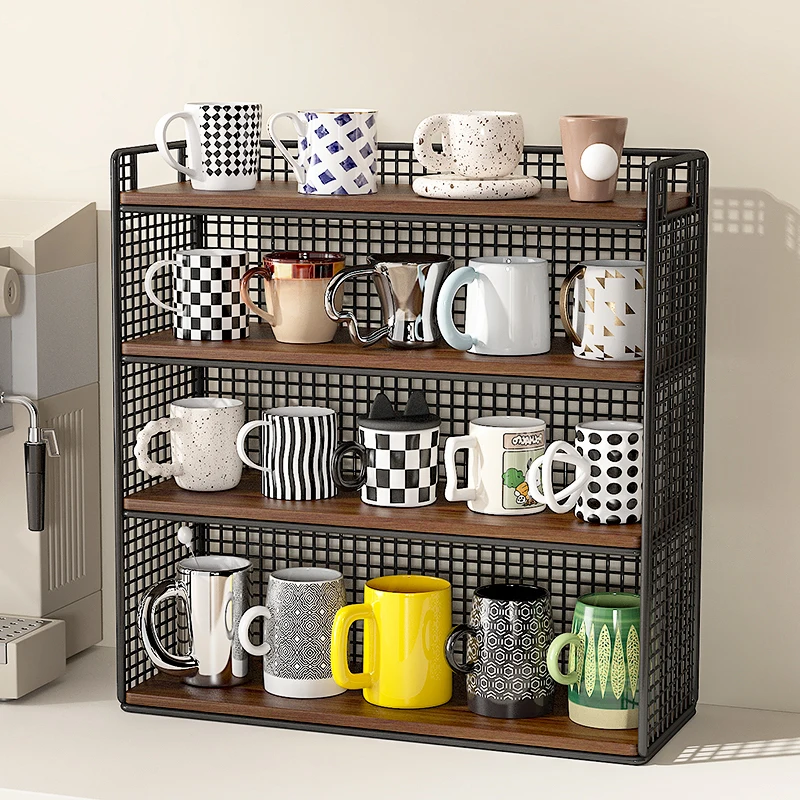 

Multi-Layer Cup Holder Desktop Water Cup Storage Ra Home Use Coffee Cup Draining Stand Metal Material No Installation Needed