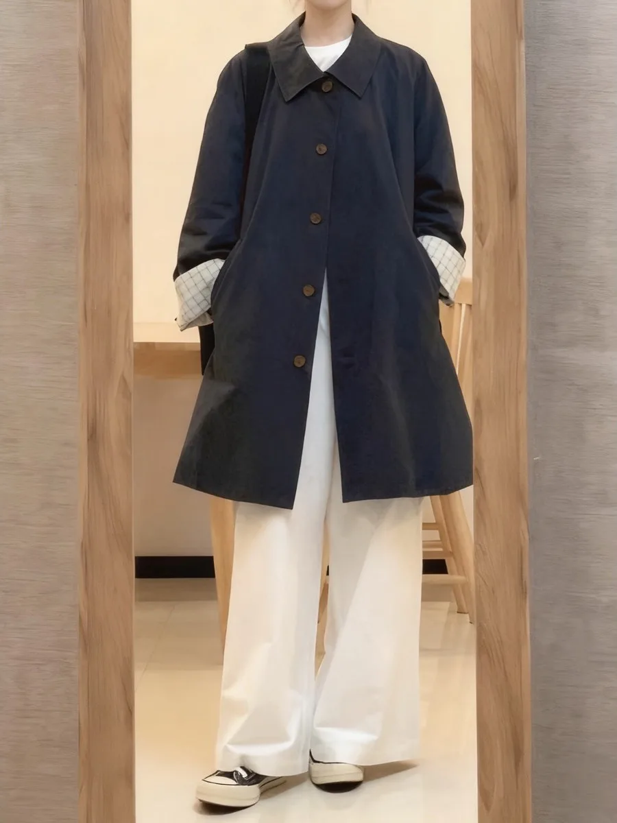 Casaco de comprimento médio feminino jaet solto coreano sle outono 2025 novo tamanho pequeno comer olhando casual faion thiened longo sve