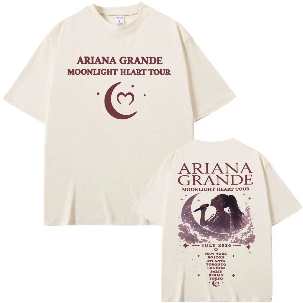 Ariana Grande Moonlight Heart Tour 2026 Graphic T Shirt Men Women Fashion Aesthetic T Shirts Cotton Casual Short Sleeve T-shirts
