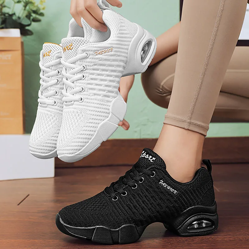 Dance Shoes Woman Ladies Modern Soft Outsole Jazz Sneakers Mesh Breathable Lightweight Female Dancing Fitness Shoes Sport