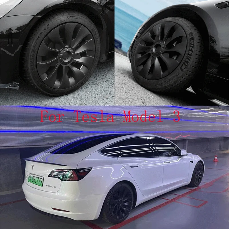 

4PCS 18 Inch Hub Cap Performance Replacement Wheel Cap Automobile Full Rim Cover Accessories for Tesla Model 3 2018-2023