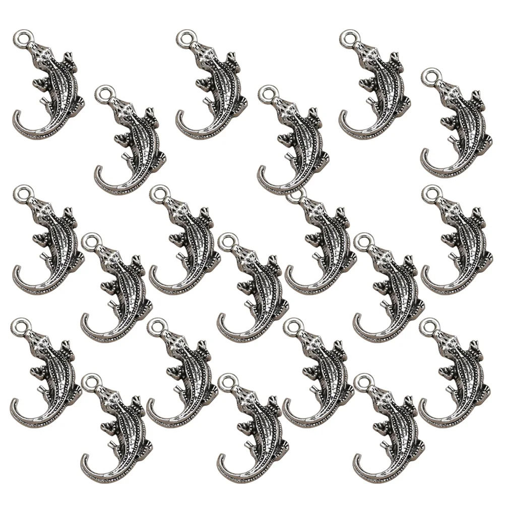 

20 Pcs Crocodile Gecko Pendant Silver Alloy Charm Lizard Unique Shape DIY Jewelry Making Accessories Pendant Set