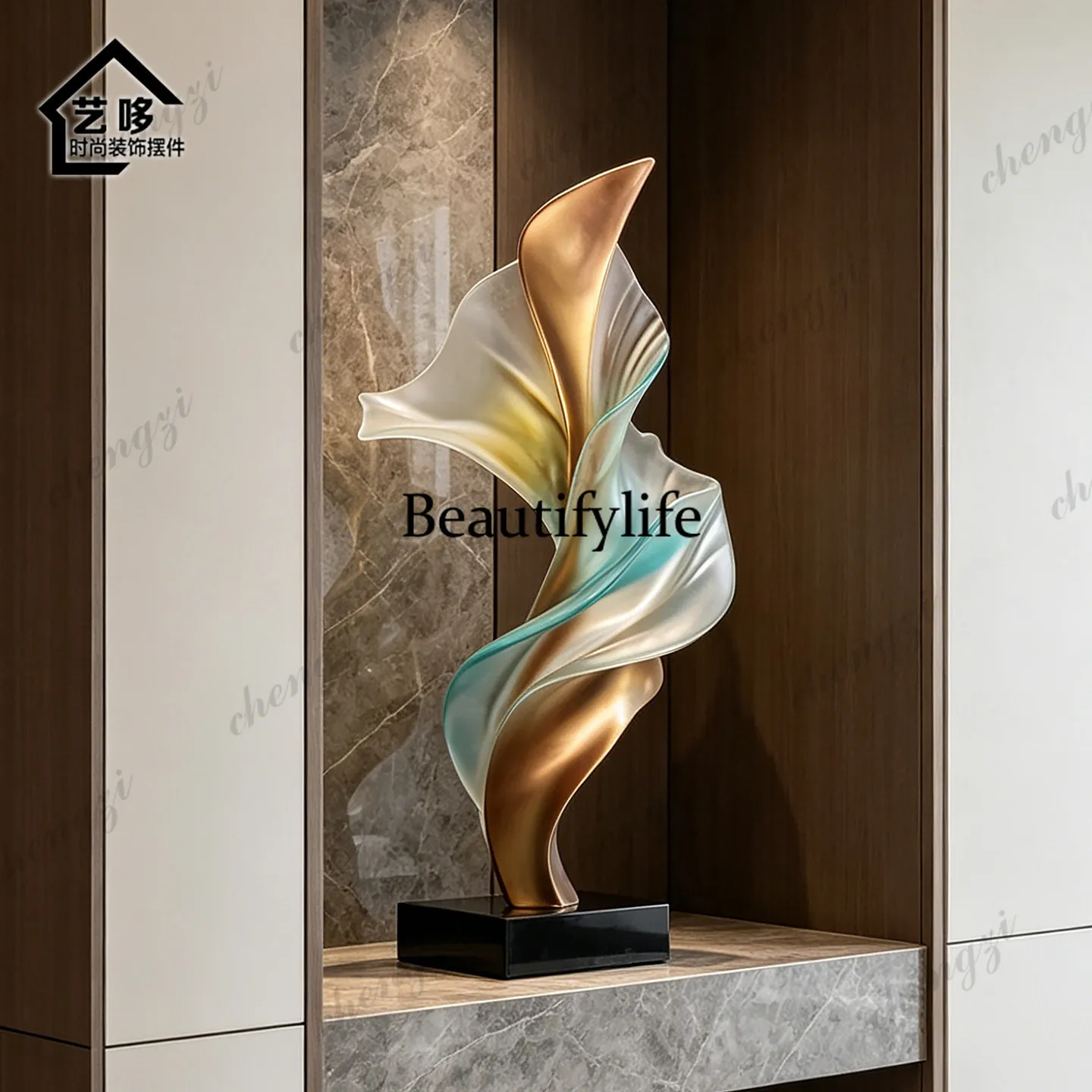 Modern abstract floor sculpture living room entrance hotel floor decoration minimalist art light luxury Italian ornament