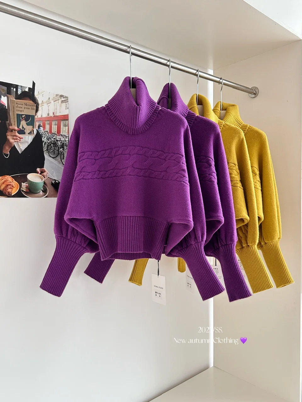 

Женский осенне-зимний шикарный свободный свитер с водолазным воротником и рукавами-фонариками, женский однотонный пуловер с витым узором, джемпер, топ