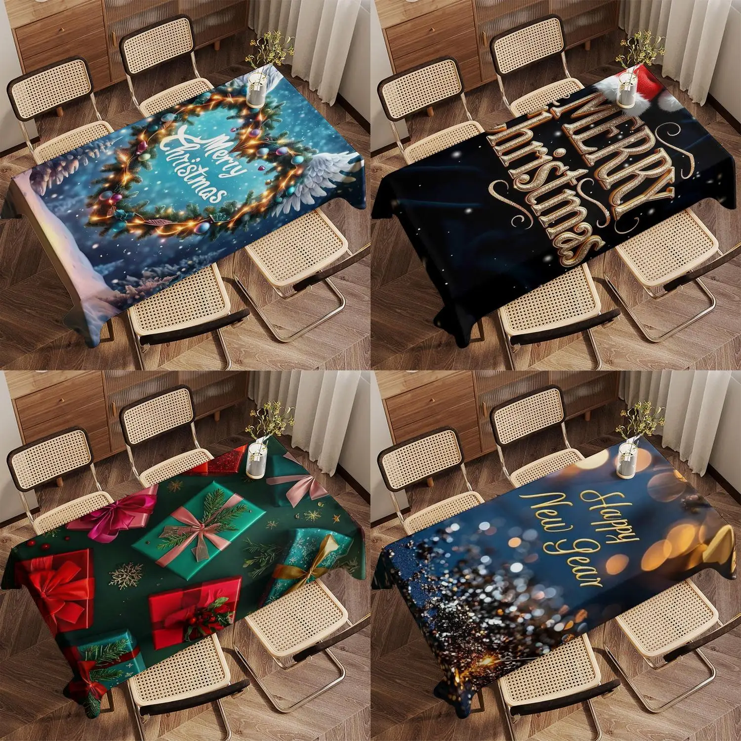 ผ้าปูโต๊ะลายตารางหมากรุกสำหรับคริสต์มาส ผ้าปูโต๊ะสำหรับร้านอาหาร ห้องครัว ห้องนั่งเล่น ของตกแต่งบ้าน รูปทรงสี่เหลี่ยมผืนผ้า สำหรับงานปาร์ตี้