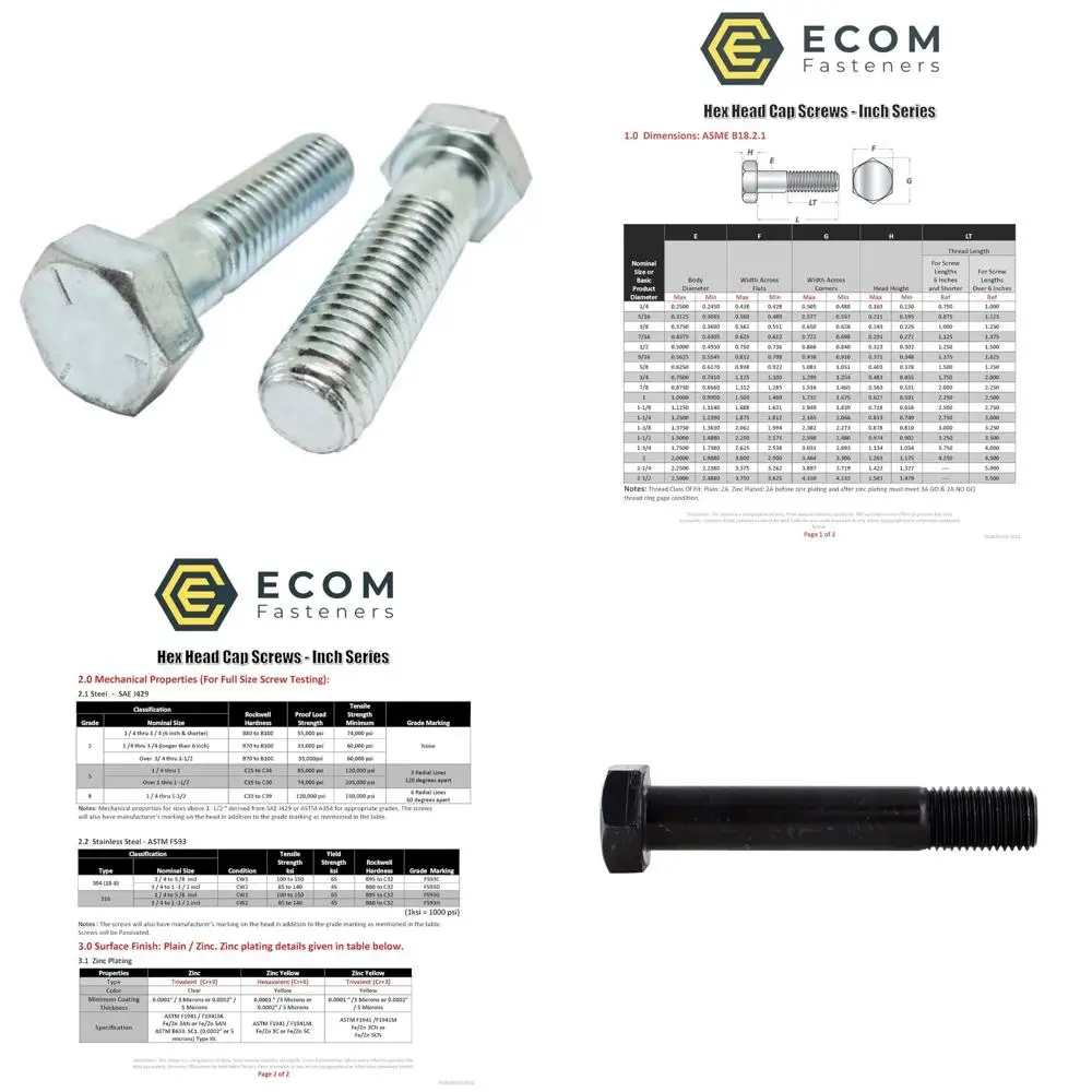 مسامير ذات غطاء سداسي من الفولاذ المطلي بالزنك من الدرجة 5 مقاس 5/16-18 × 4.5 بوصة، خيط خشن، 300 قطعة، طول الخيط الجزئي