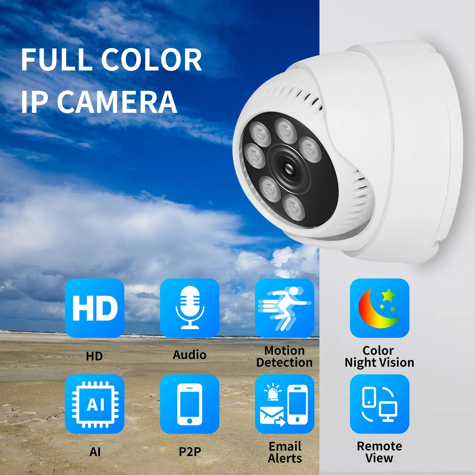 Gadinan Full Color Night Vision 4K 8MP IP Camera Motion Detect Alert P2P Security Surveillance ONVIF Face Comparison XMEYE