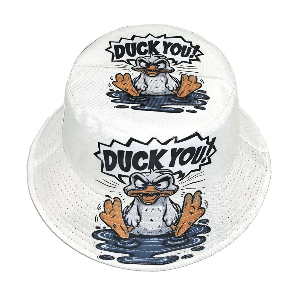 Funny Duck Pattern Panama Hats Summer Sunscreen Fisherman Hat Women Man Cute Cartoon Bucket Hats Reversible Sun Hats Decorate