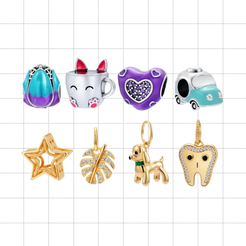 2026 New Hot Sale Original 925 Sterling Silver Car Teacup Tooth Heart Pendant DIY Charms Bracelet Accessories Jewelry Surprise