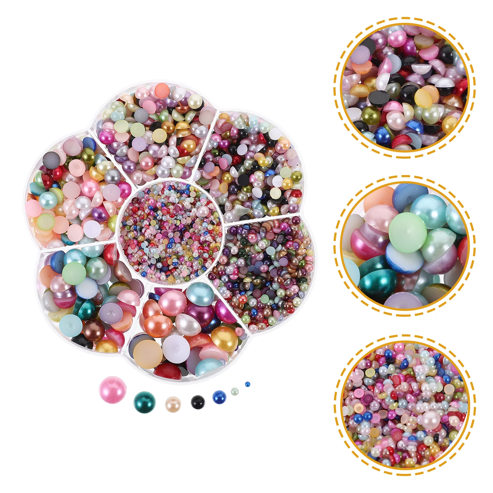

1 Box Pearl Decoration Multi-Function Delicate Round Half Pearls Nail Charms Simulated Craft Flatback Pearls Nail Charms