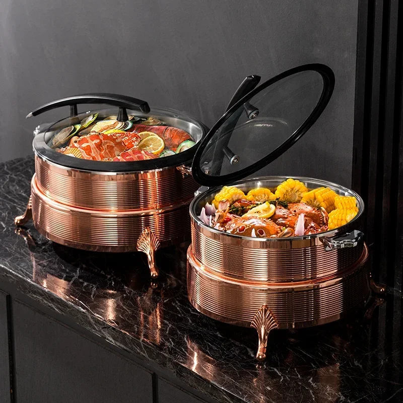 

Gold 304 Stainless Steel Buffet Stove Commercial Hotel Luxury Chafing Dish Electric Buffy Stove