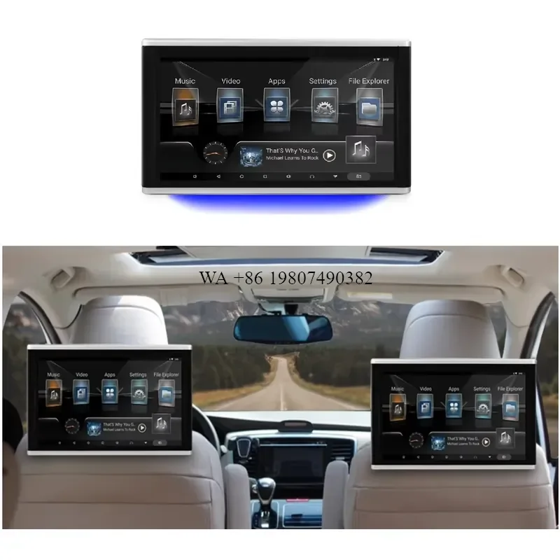 wmwmnu 10.1 Inch IPS Android 15 Headrest Tablet Touch Screen for Car Rear Seat Display Airplay APK Video Player