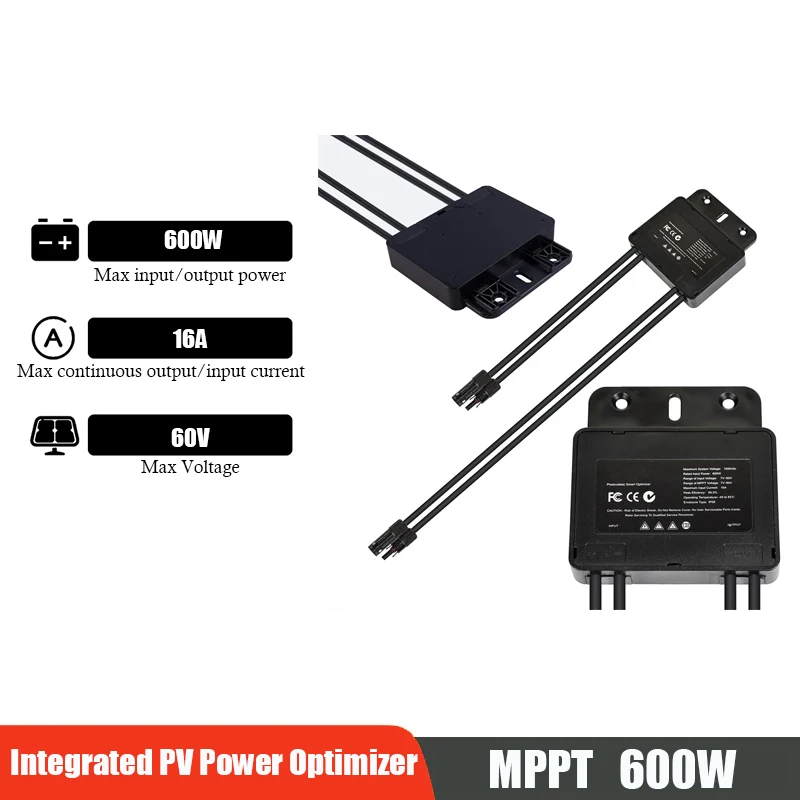 MPPT 600W 12V-75V Input PV Power Optimizer Ip68 Real-time Solar Panel Monitoring Voltage-Limiting Anti-Hotspot