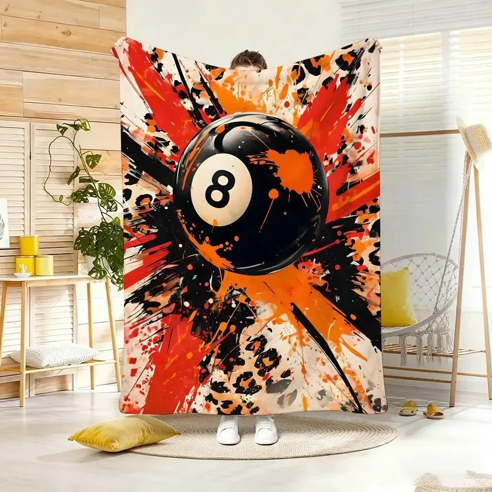 Vintage Billiards Graphic Throw Lightweight  Flannel Blanket Soft Skin-friendly for Summer Cooling
