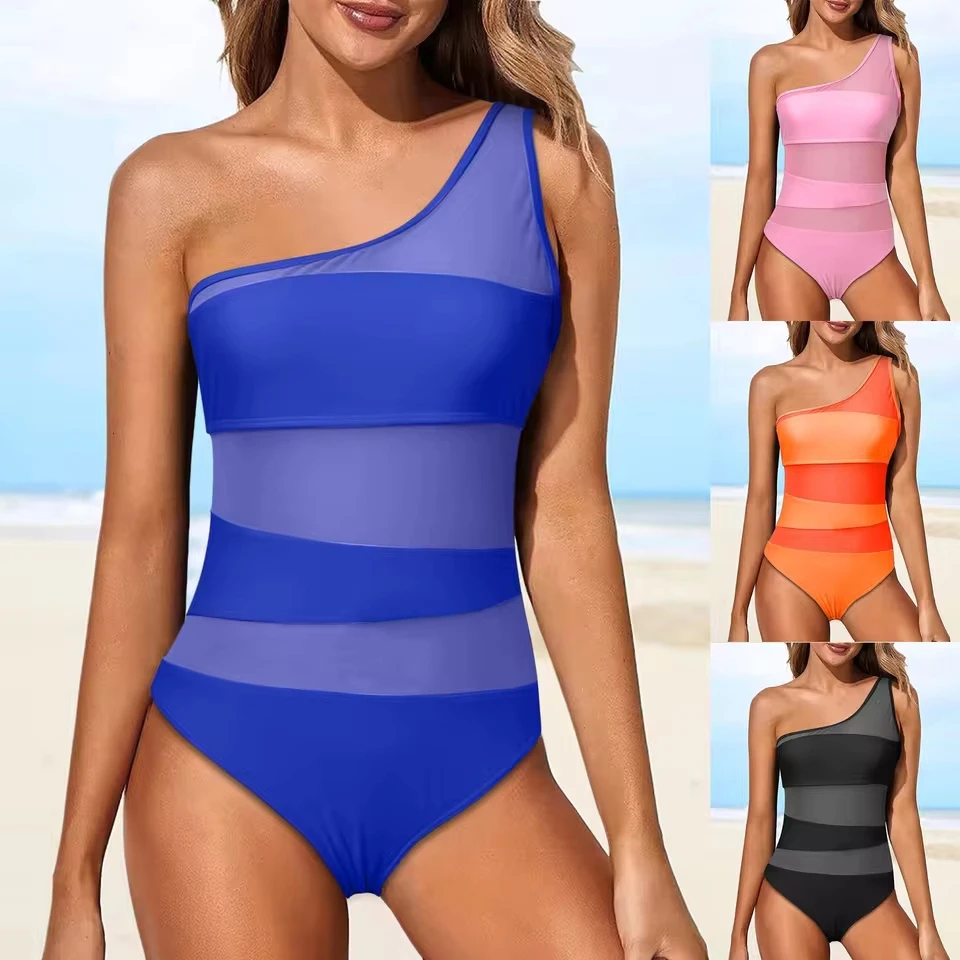

Women'S 1 Piece Swimsuit Women'S Slanted Shoulder Hollow 1 Piece Swimsuit Summer Swimming Outfits Women'S Bikinis And Tankinis