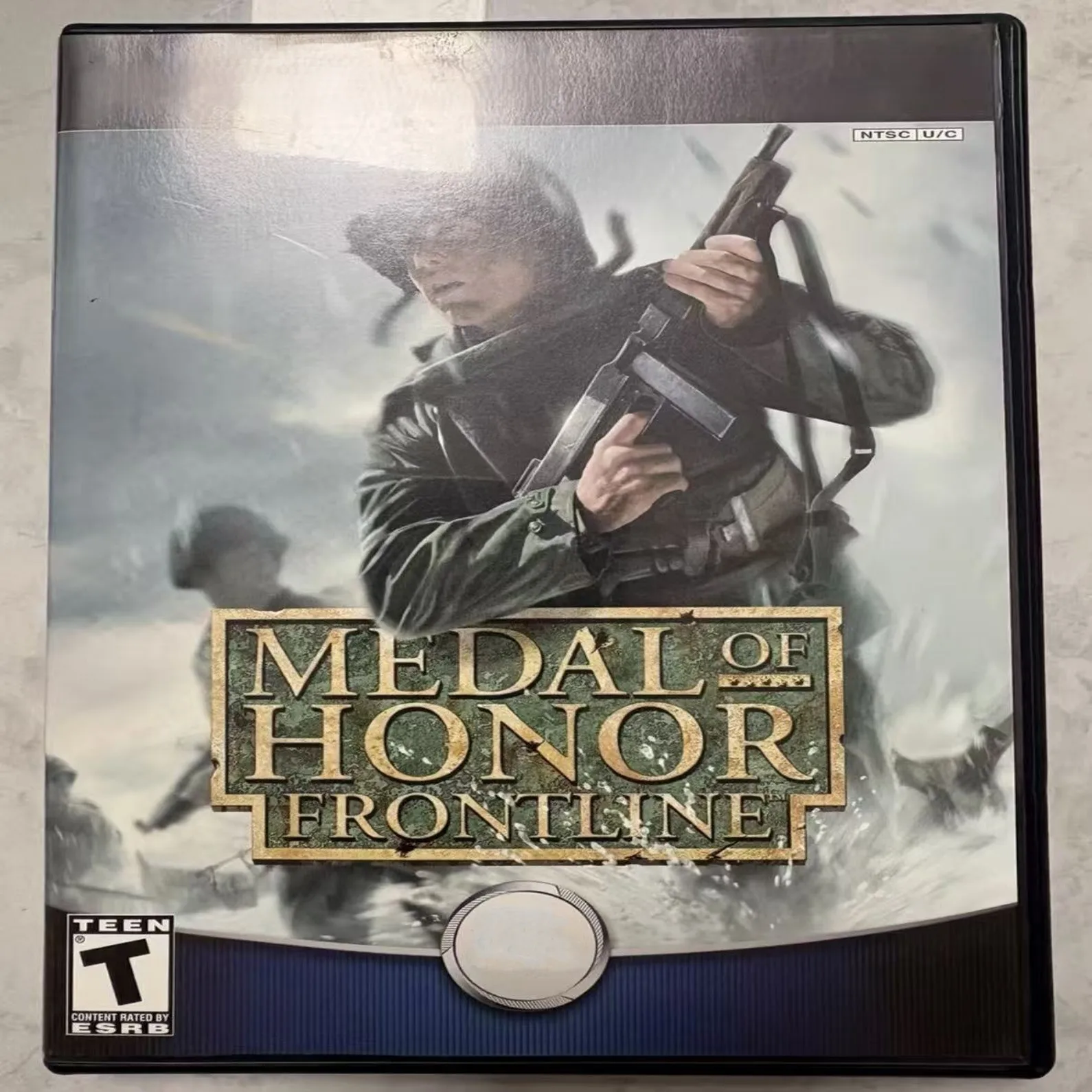 Disco de juego auténtico usado para Sony PS2, versión estadounidense de Medal of Honor: Frontline, con manual.