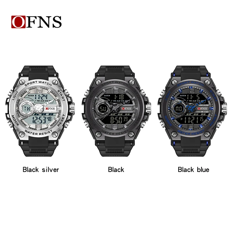 OFNS Top Fashion Quartz Men\'s Sports Watch Outdoors 50M Waterproof LED Electronic Luminous Digital Luxury Military Men\'s Watches